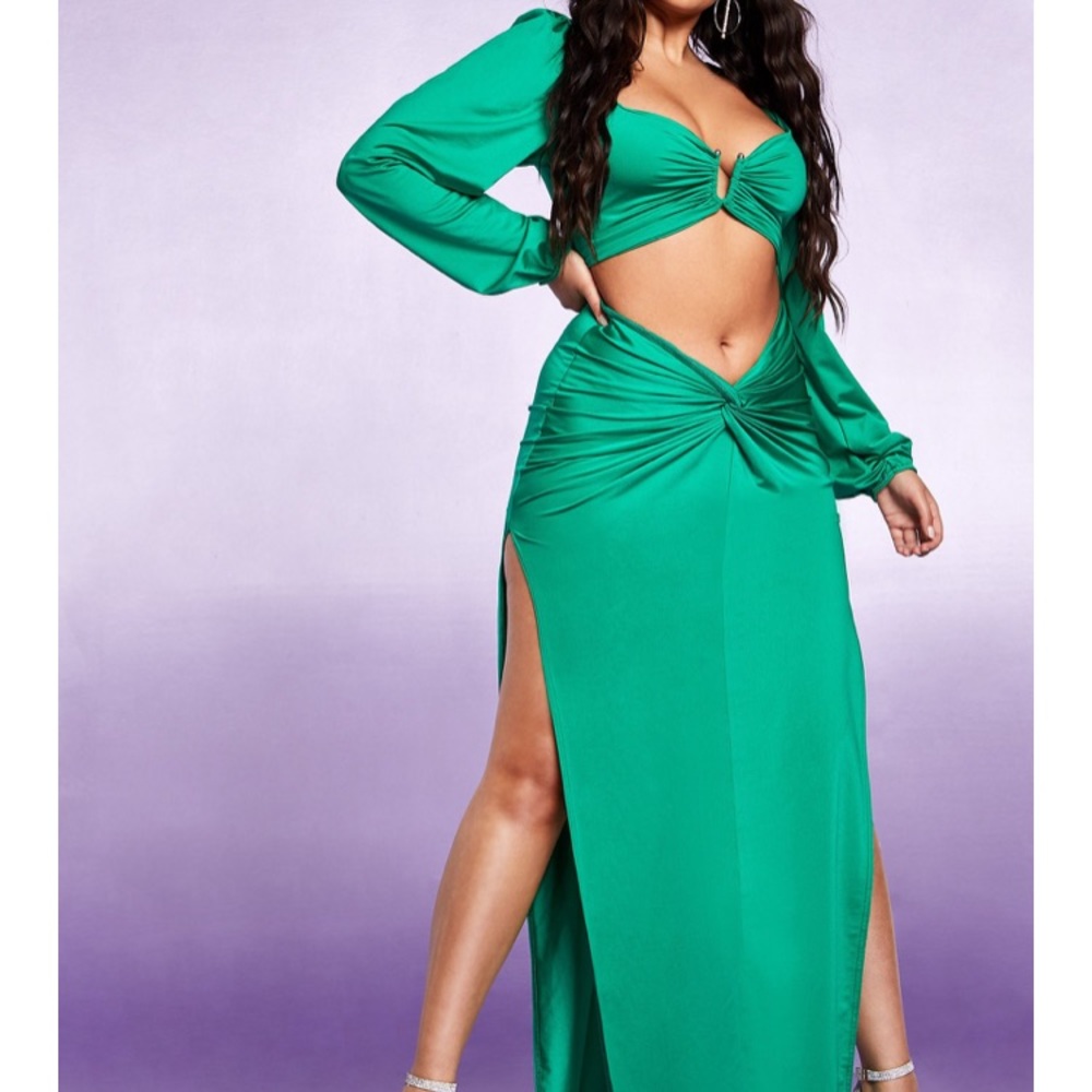 Boohoo x Jordyn Woods Two-Piece Green Set